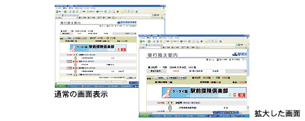 写真イメージ:通常画面と拡大した画面