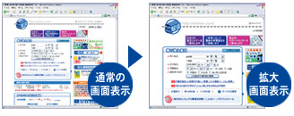 通常の画面表示→拡大画面表示
