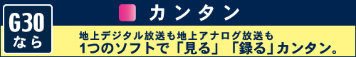 G30ならカンタン:地上デジタル放送も地上アナログ放送も1つのソフトで「見る」「録る」カンタン。