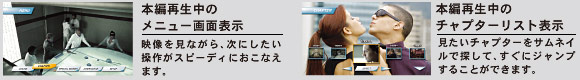 本編再生中のメニュー画面表示、本編再生中のチャプターリスト表示