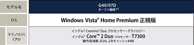 Qosmio G40・主要スペック