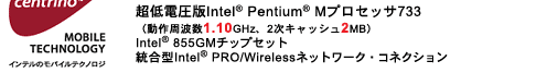 dIntel(R) Pentium(R) MvZbT733ig1.10GHzA2LbV2MBjIntel(R) 855GM`bvZbg ^Intel(R) PRO/Wirelesslbg[NERlNV